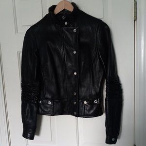 XOXO Leather Motorcycle Jacket Black with Silver Hardwear Womens Size Small